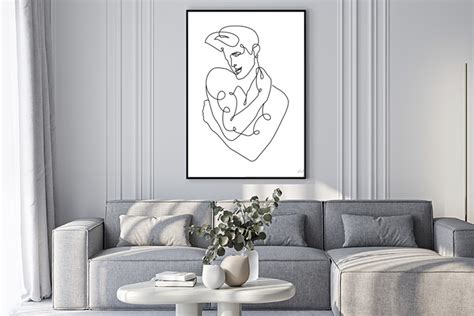 Continuous One Line Drawing Of Naked Male Figure Man Body Nude Posters For The Wall Posters