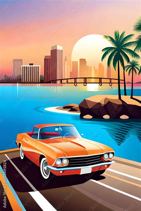 Cartoon 40s Car Ai Generated Illustration Stock Illustration Adobe Stock
