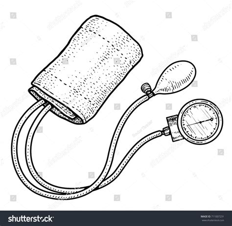 blood pressure meter illustration drawing engraving stock vector