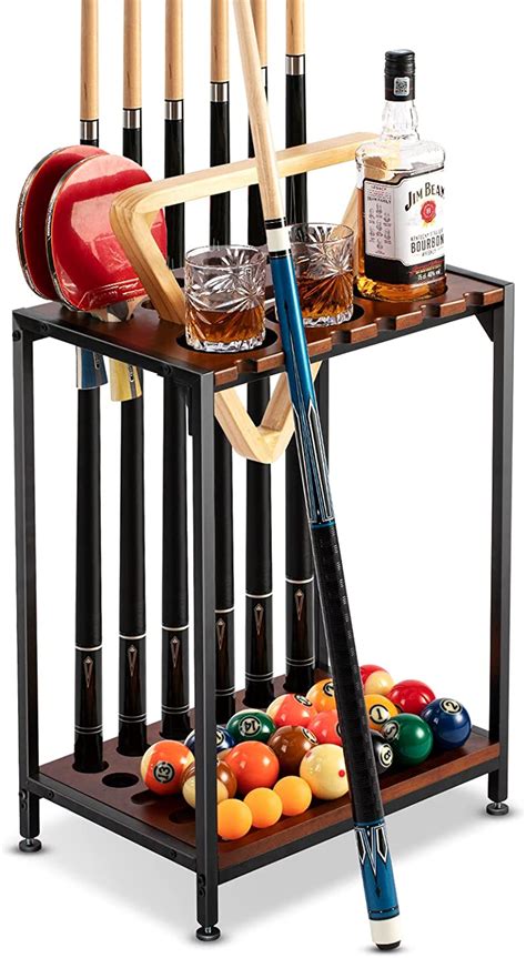 Extcct Billiards Pool Stick Holder Floor Stand Pool Cue Rack With