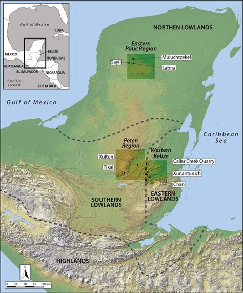 map   maya area highlighting sites mentioned  text map