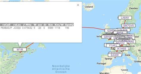 PE4BAS Amateur Radio Weblog 475KHz WSPR RX Results With Beverage Antenna