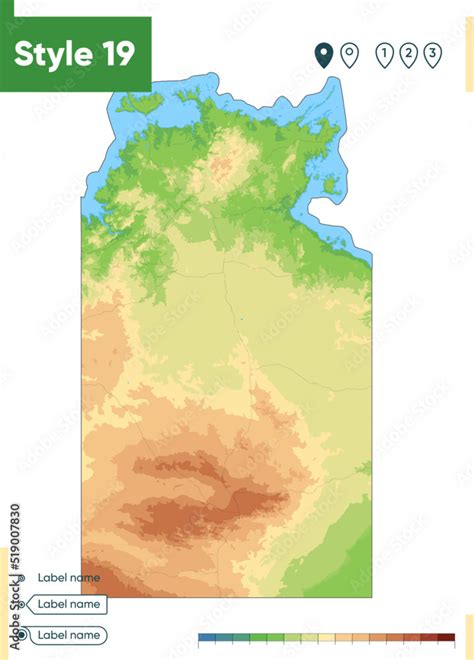 Northern Territory, Australia - high detailed physical map. Vector map ...