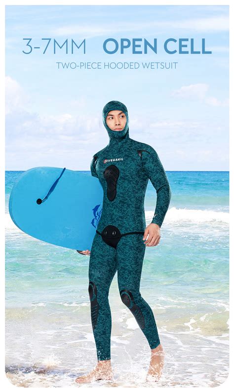 Dive Sail 2 Piece Limestone Cr Neoprene Freediving Suit Hooded