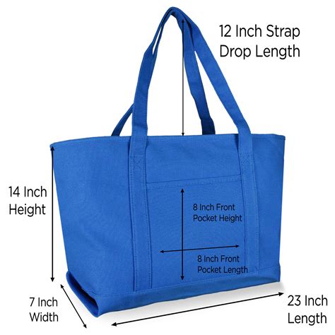 Dalix Deluxe 24 Oz Cotton Canvas Womens Tote Bag With Large Pockets