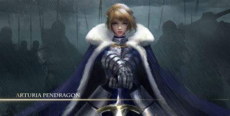 Armor Artoria Pendragon All Blonde Hair Blue Eyes Cape Fate Series Fate Stay Night Rain