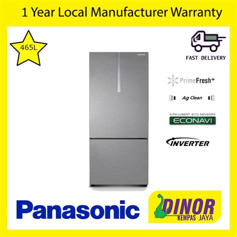 Panasonic 465L 2 Door Bottom Freezer Refrigerator NR BX471CPSM Steel