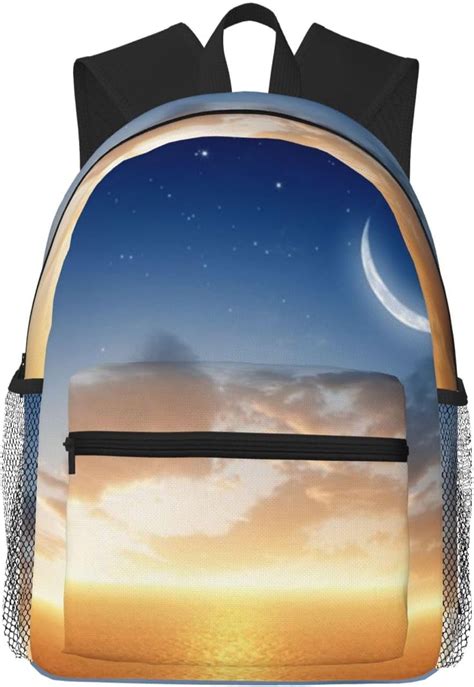 Sky With Moon Print Backpack Travel Rucksack Lightweight Laptop