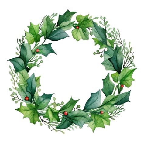 Premium Ai Image Watercolor Christmas Wreath Isolated Illustration Ai