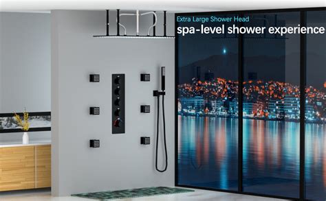 HOMEDEC Luxury Multi Functions Shower System Matte Black 15 7 X 31