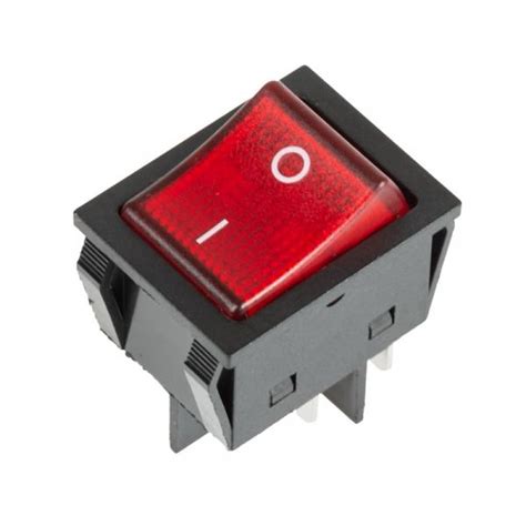 Купить выключатель клавишный 250v 30а (4с) on-off красный с подсветкой ...
