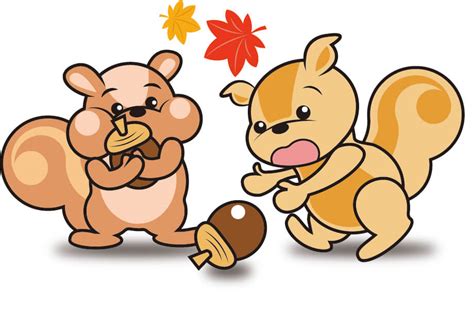 どんぐりを拾うリス達のイラスト【無料】 無料ペットイラスト【pet Illust】｜犬・猫・鳥・ペットイラスト｜ぬりえ・年賀状・カレンダー