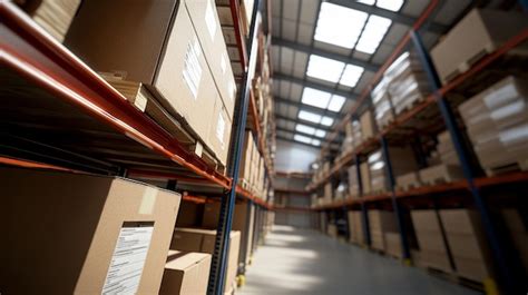 In An Empty Storage Area Various Goods Packages Wait To Be Transported