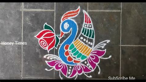 Simple 5 3 Dots Peacock Rangoli Easy 5 3 Dots Rangoli Simple