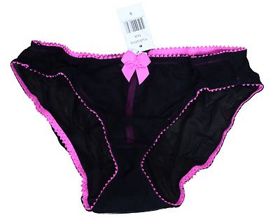 Love Claudette Dessous Mesh Bikini Panty Briefs Lingerie Panties Black Pink Trim EBay