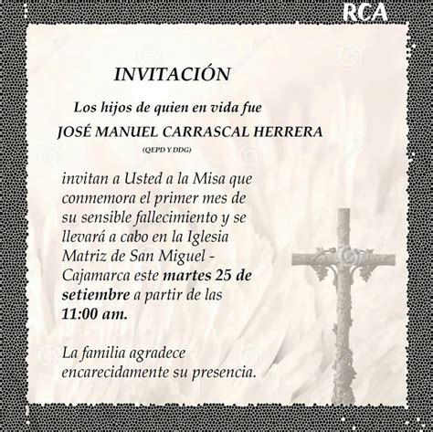 Fallecimiento Como Hacer Tarjetas De Invitacion A Misa De Difuntos B