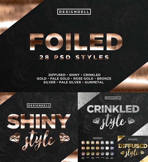 foiled photoshop styles set