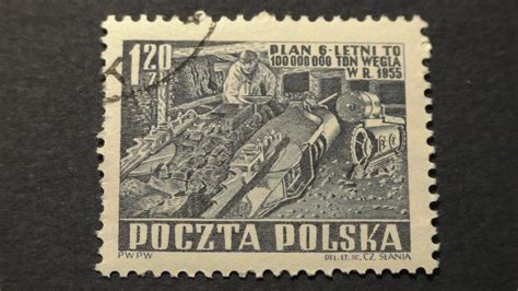 Postage Stamp POCZTA POLSKA PLAN 6 LETNI TO 100 000 000 TON WEGIA W R