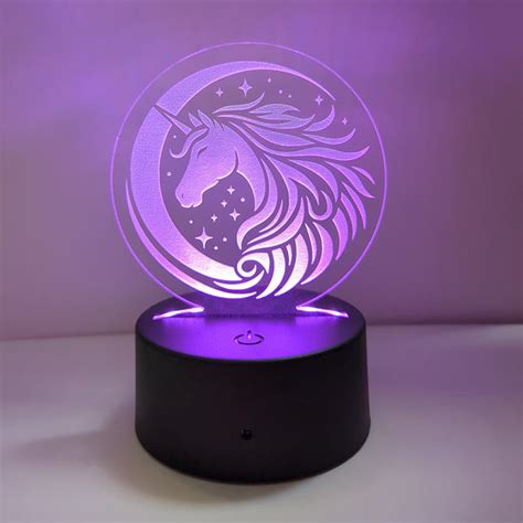 mystical unicorn led nightlight insert glowforge shop