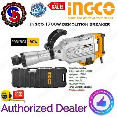 Ingco 1700w Industrial Demolition Breaker Jack Hammer Hex Pdb17008