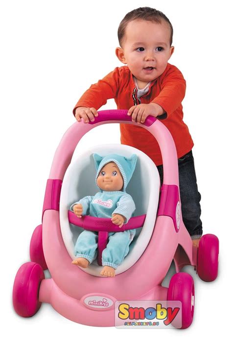 Коляска - каталка Smoby Minikiss Pink 210205 для кукол купить недорого ...