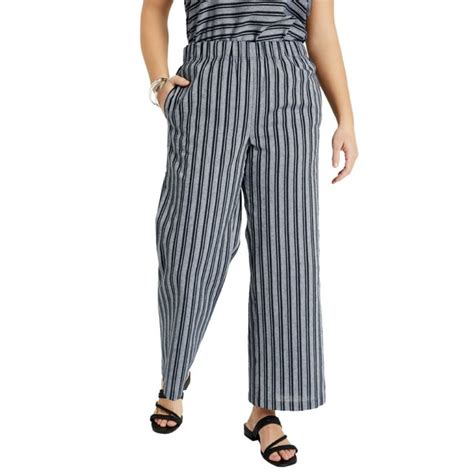 June Vie Womens Plus Size Cropped Wide Leg Lino Soleil Pant