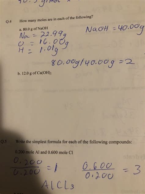 Solved 04 How Many Moles Are In Each Of The Following A Chegg