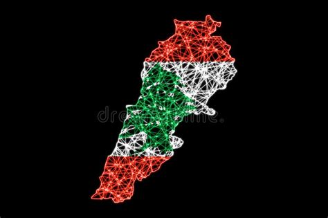 Carte De La Carte Du Liban Polygonal Mesh Line Illustration Stock