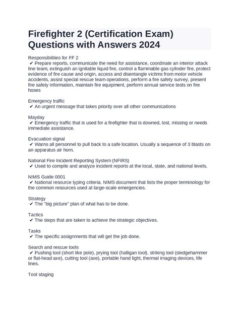 Firefighter 2 (Certification Exam) Questions with Answers 2024 | Exams