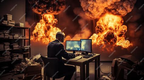 premium photo burning fire   office