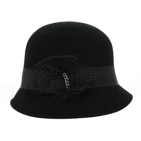 Chapeau Cloche Maithe Feutre Laine Noir Traclet Reference 18657