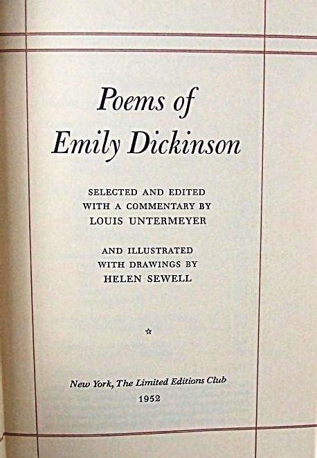 The Poems Of Emily Dickinson By Dickinson Emily Hardcover 1952 Signed By Authors Charles