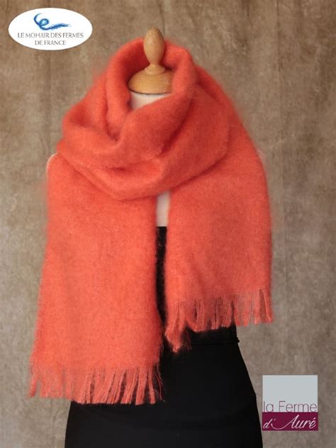 Echarpe Mohair Et Soie Corail Grand Modele Echarpe Laine