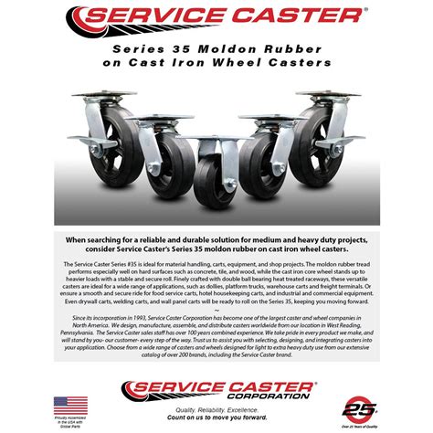 Service Caster Ensemble De Roulettes En Caoutchouc Sur Acier De 5