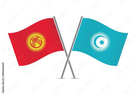 Kyrgyzstan And The Organization Of Turkic States Crossed Flags Kyrgyz