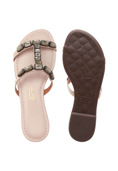 Chinelo Rasteira Santa Lolla Pedraria Nude Compre Agora Dafiti Brasil