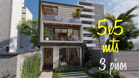 Casa De 5x5 Metros Con Roof Garden Casa 5x5 Metros Con 3 Pisos YouTube