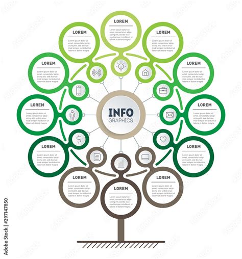 Infographic of technology or education process. Template of tree, info ...