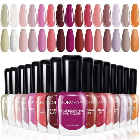Morovan Fingernail Nail Polish Set Pink Air Dry 15 Colors 0 25oz Nude Bulk Nail Polish Non Gel