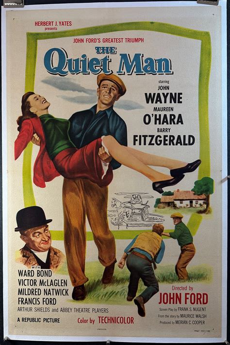 The Quiet Man Original John Wayne Maureen Ohara Linen Backed Vintage
