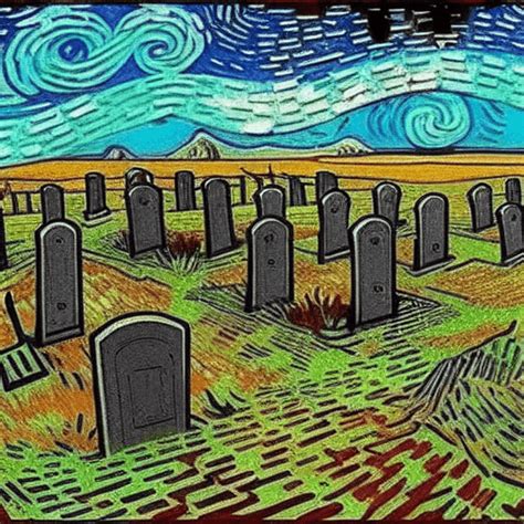 Abandoned Graveyard In The Style Of Van Gogh Creative Fabrica