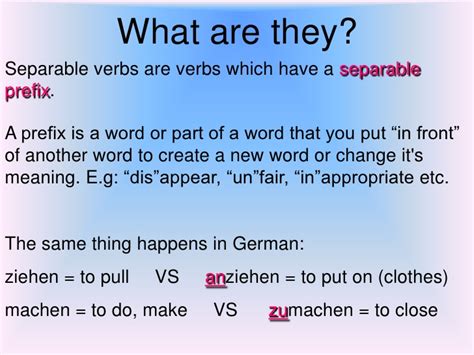 world german separable verbs