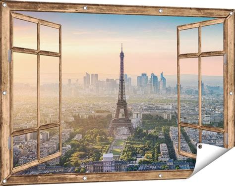 Gards Tuinposter Doorkijk Skyline Van Parijs Met De Eiffeltoren