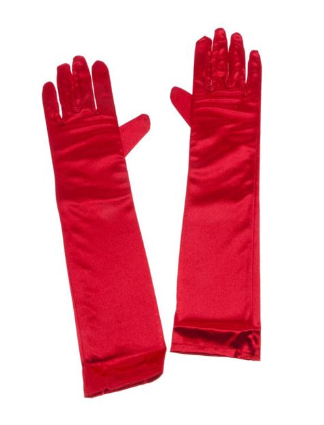 Handschuhe Satin rot 40cm für Karneval Fasching Deiters