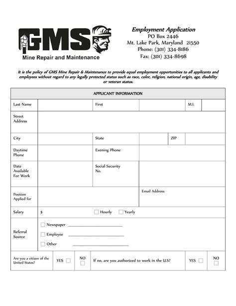 Gms Mine Application Form Fill Out Printable PDF Forms Online