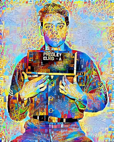 Elvis Presley Mugshot In Contemporary Vibrant Happy Color Motif