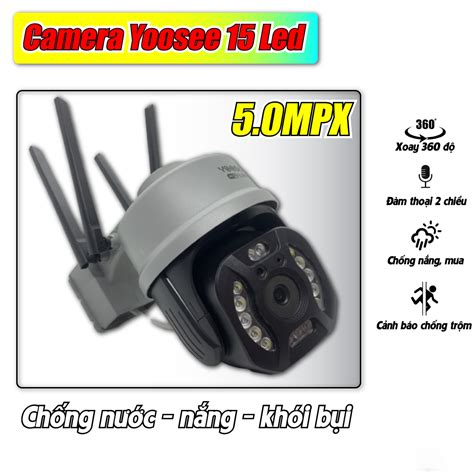 Camera Ip Yoosee Ngoài Trời Ptz 5 0Mpx 15 Led 4 Râu Ban Đêm Có Màu Xoay