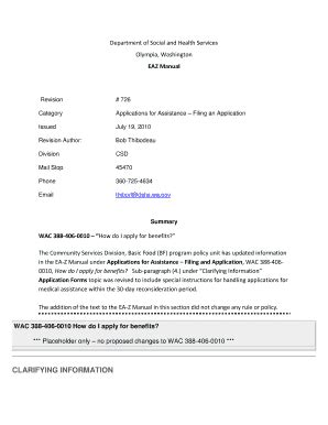 Fillable Online Dshs Wa Applications For Assistance Filing An