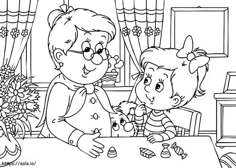 Girl Met Her Grandma coloring page