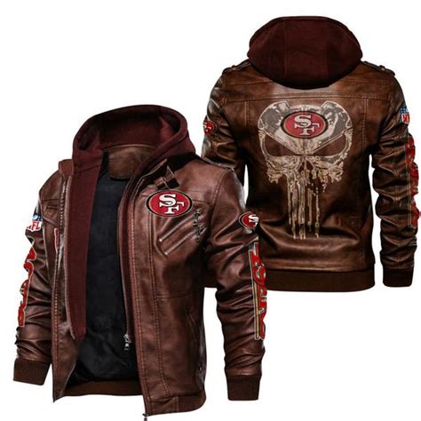 San Francisco 49ers NFL Punisher Skull Leather Jacket New T180921 USALast